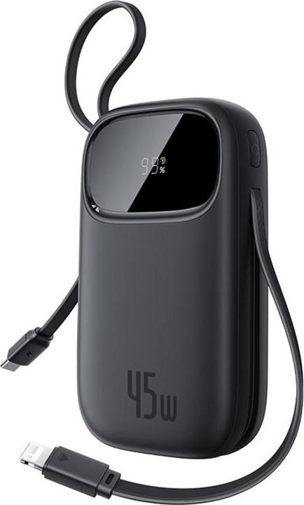 Baseus EnerFill FC31 20000mAh 45W Powerbank mit Display, USB-C- und Lightning Kabeln – Schwarz (20000 mAh, 45 W)