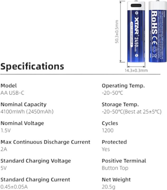 Actual product image Xtar 4x R6/AA (4 pcs., AA / LR6 / LR06 / Mignon / R6 / R14505, 2450 mAh)