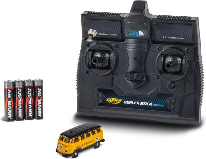 Produktbild Carson RC VW T1 Bus Samba ADAC 1:87 Modellauto Elektro inkl. Akku, Ladegerät und Senderbatterien (RTR Ready-to-Run)