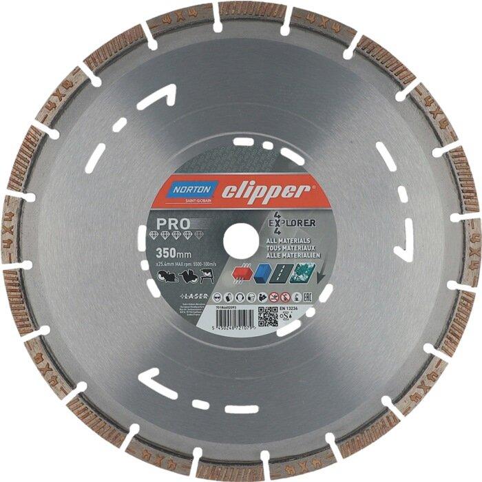 Saint-Gobain Disque diamant 4x4 Explorer D.350mm alésage 25,4mm 3,2mm 12mm NORTON CLIPPER
