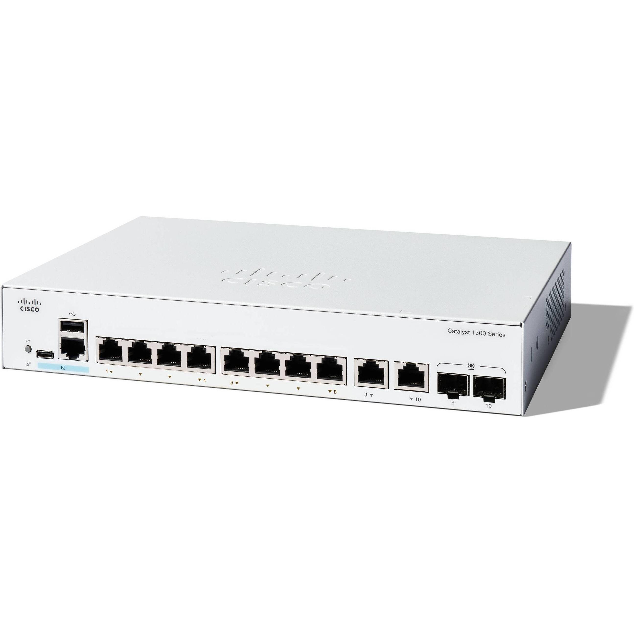 Cisco Catalyst 1300 8p GE Ext PS 2x1G Combo (10 Ports), Netzwerk Switch, Grau