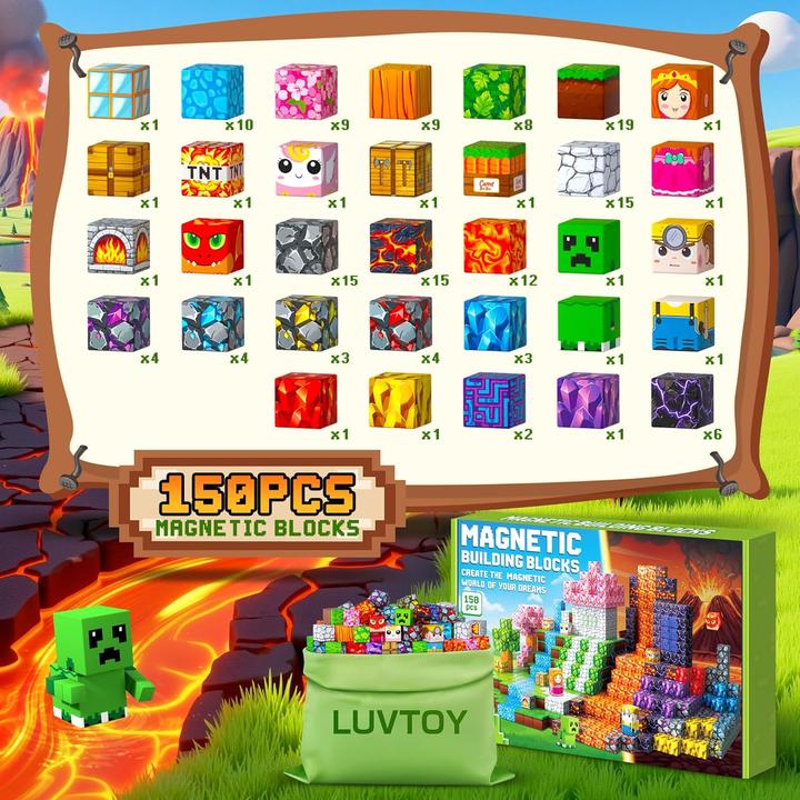 Image du produit Luvtoy 150-teiliges magnetisches Bausteine-Set