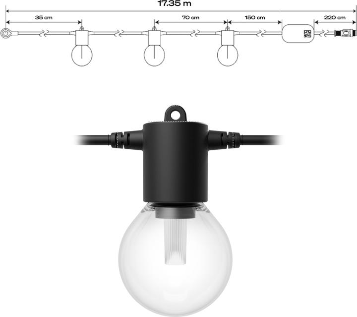 Productafbeelding Philips Hue LED-Lichterkette Festavia Globe Outdoor Erweiterung 14 (14 m)
