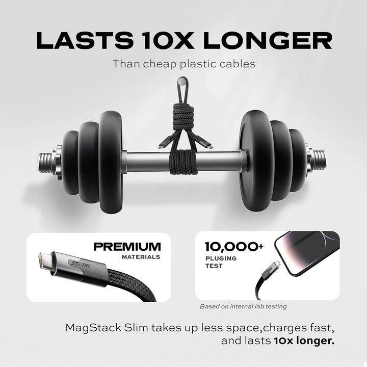 Image du produit Statik MagStack Slim Pro Cable (2 m, USB 2.0, 100 W)