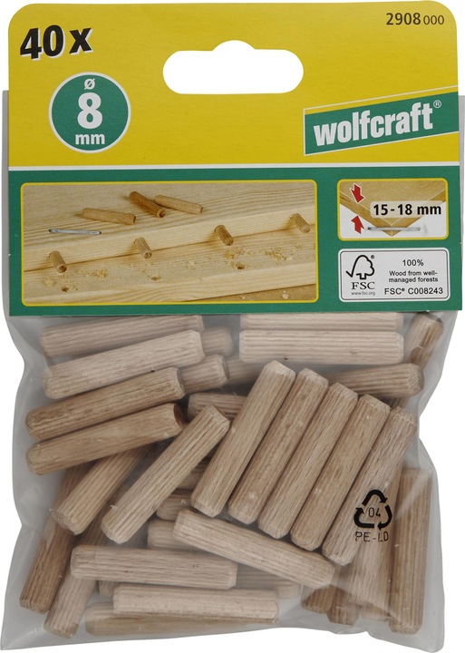 Actual product image wolfcraft 120 Dowel Pins, Ø 10 mm (120 pcs.)