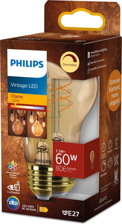Produktbild Philips Filament-Leuchtmittel Bernstein (E27, 806 lm, 1x)