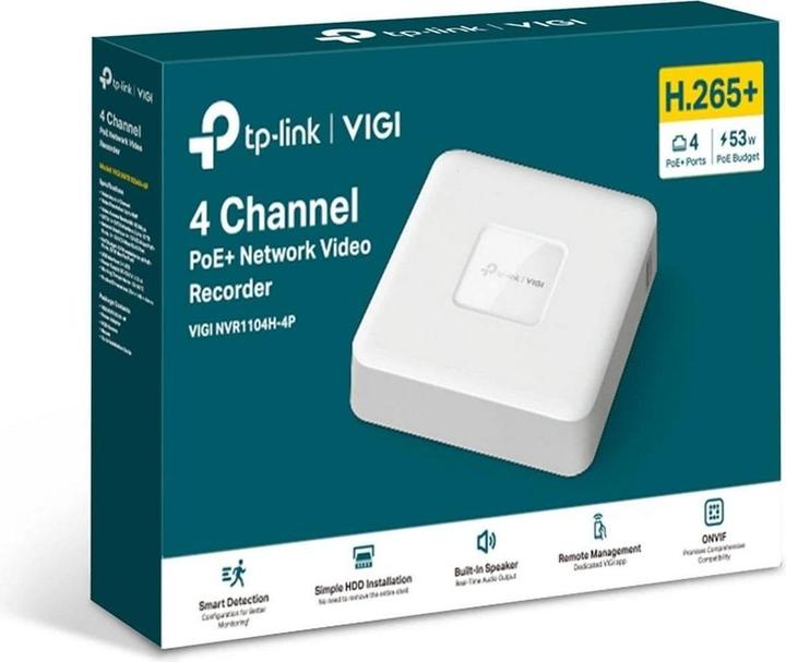 Produktbild TP-Link NET VIDEO RECORDER 4CH/VIGI NVR1104H-4P (Netzwerk Videorecorder (NVR))