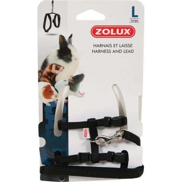 Zolux Pettorina e guinzaglio per porcellini d'India L, nero (Cane), Cuccia per cani + cuccia per gatti
