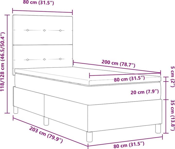 Produktbild vidaXL Boxspringbett (80 x 200 cm)