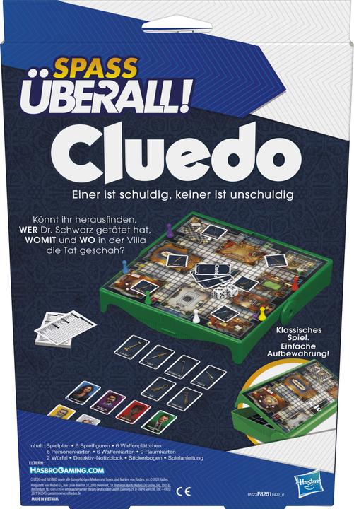 Actual product image Hasbro Gaming Cluedo Compact, portable game for 3-6 players, travelling game for children, fun anywhere (German, 3 - 6 Players)
