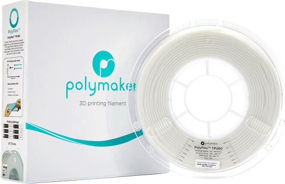 Produktbild Polymaker PolyFlex TPU90 - White - 1.75mm (TPU, 1.75 mm, 750 g)