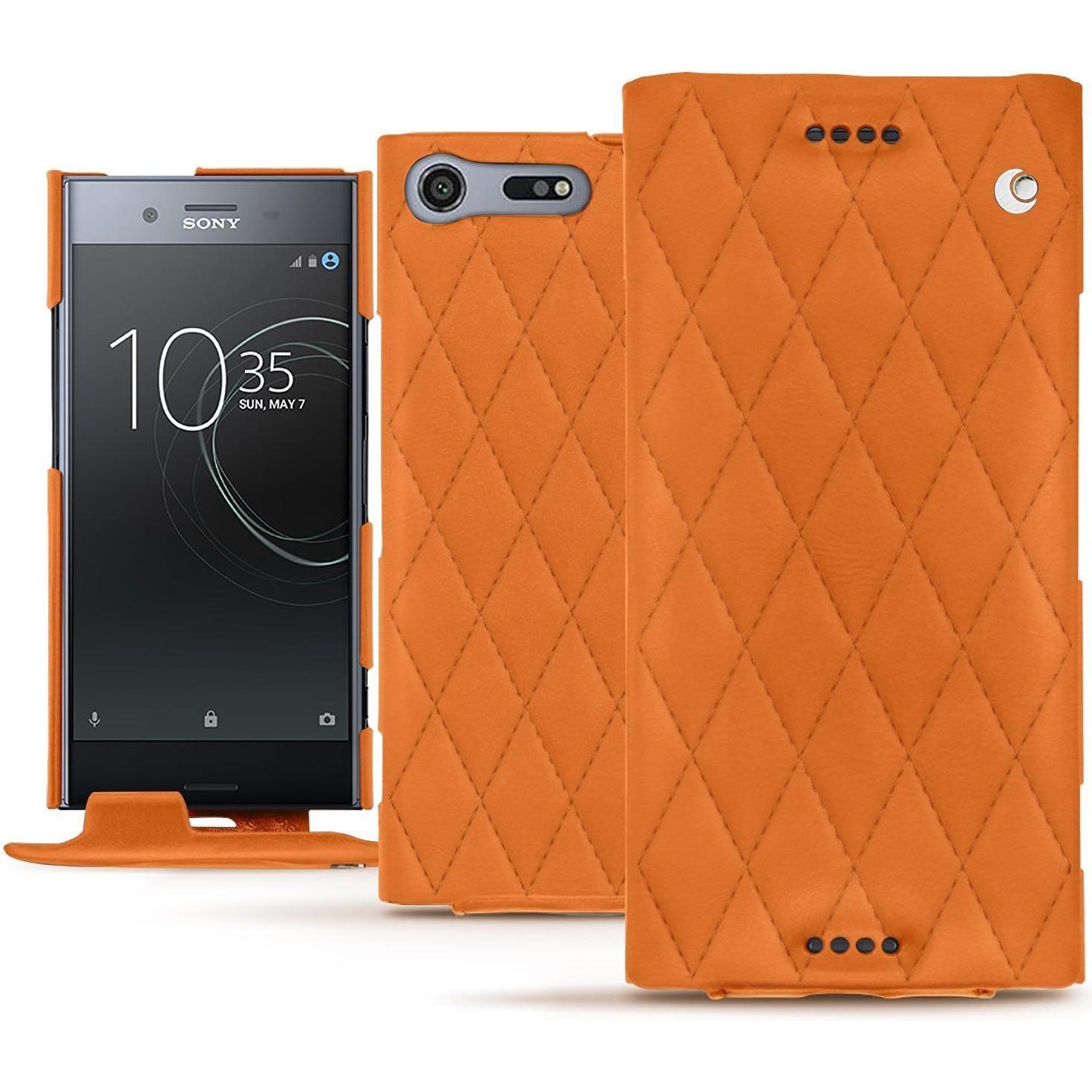 Thumbnail - Noreve Lederschutzhülle vertikal (Sony Xperia XZ Premium), Smartphone Hülle, Orange