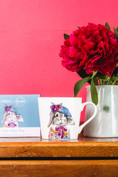 Actual product image Mikasa Tipperleyhill Rabbit Print Porcelain Mug, 380ml (380 ml, 1x)