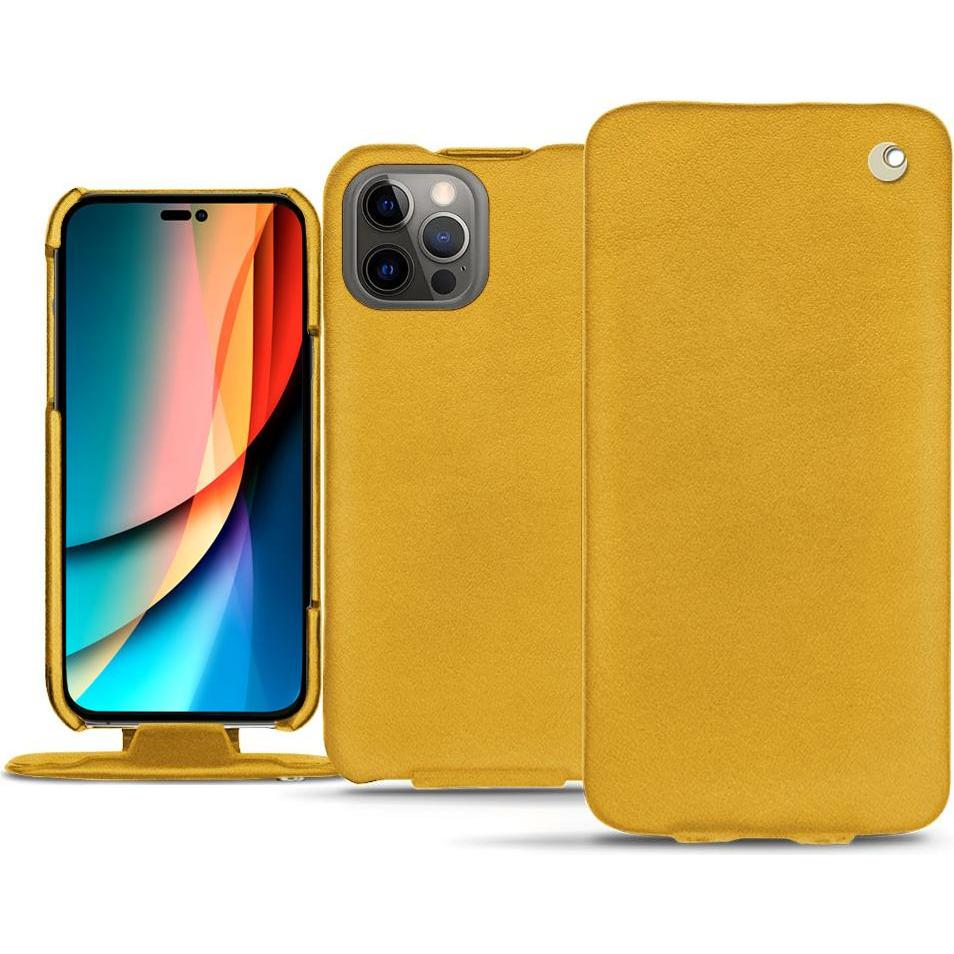 Noreve Lederschutzhülle vertikal (Apple iPhone 14 Pro), Smartphone Hülle, Orange