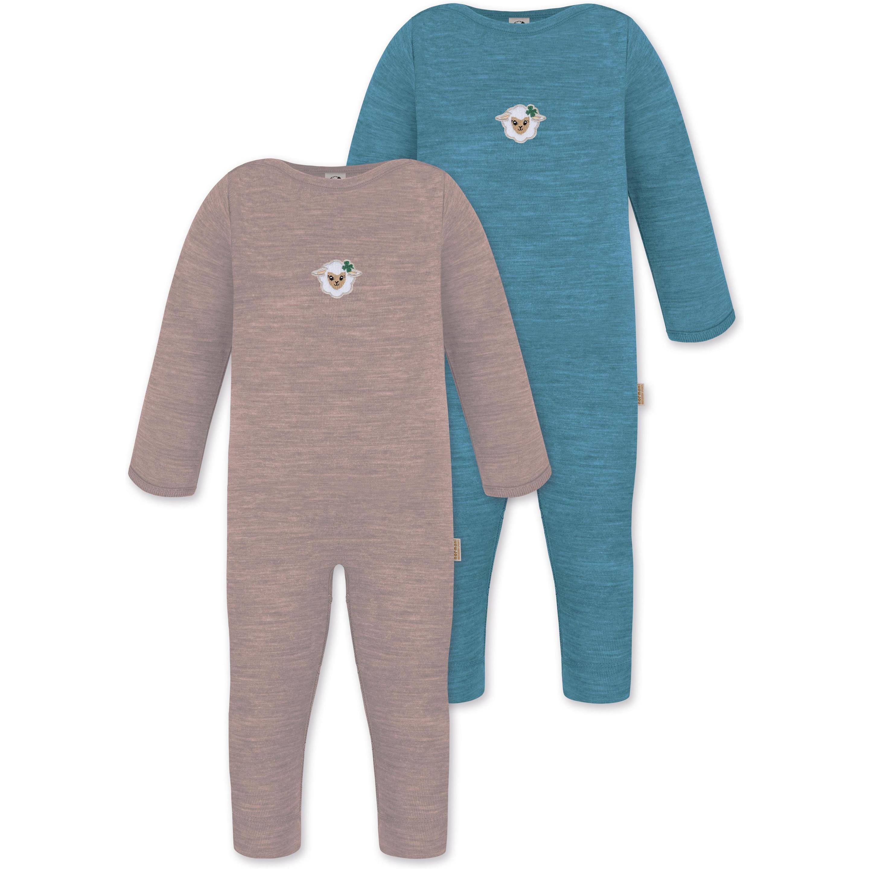 Normani, Herren, Strampler, 2er Pack Baby Merino Strampler „Tangoio" - 9595, Blau, (92)