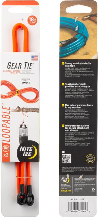 Actual product image Nite Ize Gear Tie®18" Loopable™ Twist orange (Fixing loops, 457.20 mm, 2 pcs.)