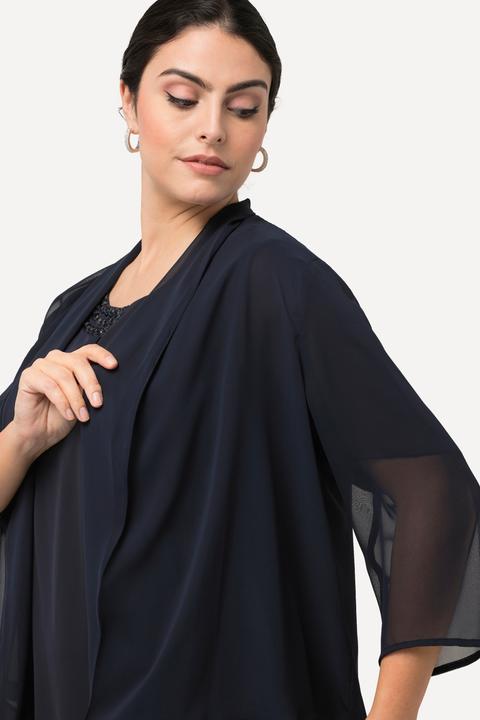 Produktbild Ulla Popken Chiffonjacke, Oversized, Schalkragen, 3/4-Arm (42, 44)