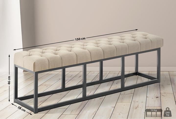Actual product image Swisshandel24 Bench Amun fabric B150, taupe (150 cm)