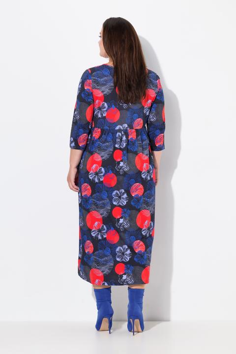 Produktbild Ulla Popken Jerseykleid, A-Linie, Tunika-Ausschnit, 3/4-Arm, Taschen (60)