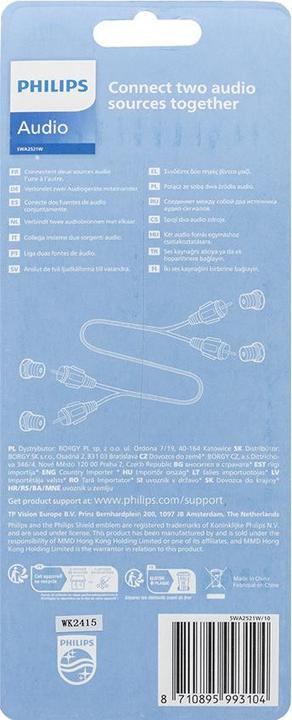 Actual product image Philips Câble audio stéréo SWA2521W/10 (0.24 m, Cinch)
