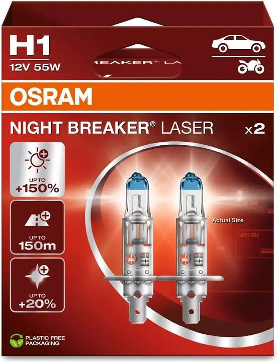 Image du produit Osram 64150NL-2HB Ampoules halogènes Night Breaker® Laser Next Generation H1 5 (H1)