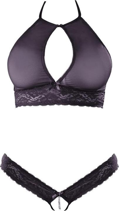 Actual product image Cottelli Collection Sexy schieres crotchless 2Teiliges Set (L)