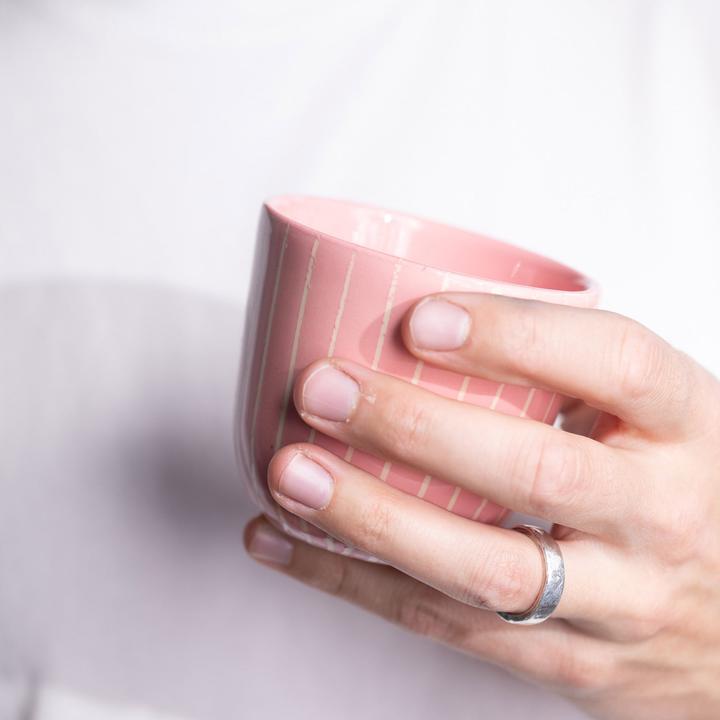 Actual product image Atelier Agave Cappuccino Cup Striped Rosa (200 ml)