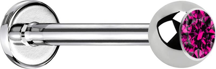 Image du produit Star Piercing Micro Labret argent avec boule cristal fuchsia (sans laiton, Acier chirurgical 316L)