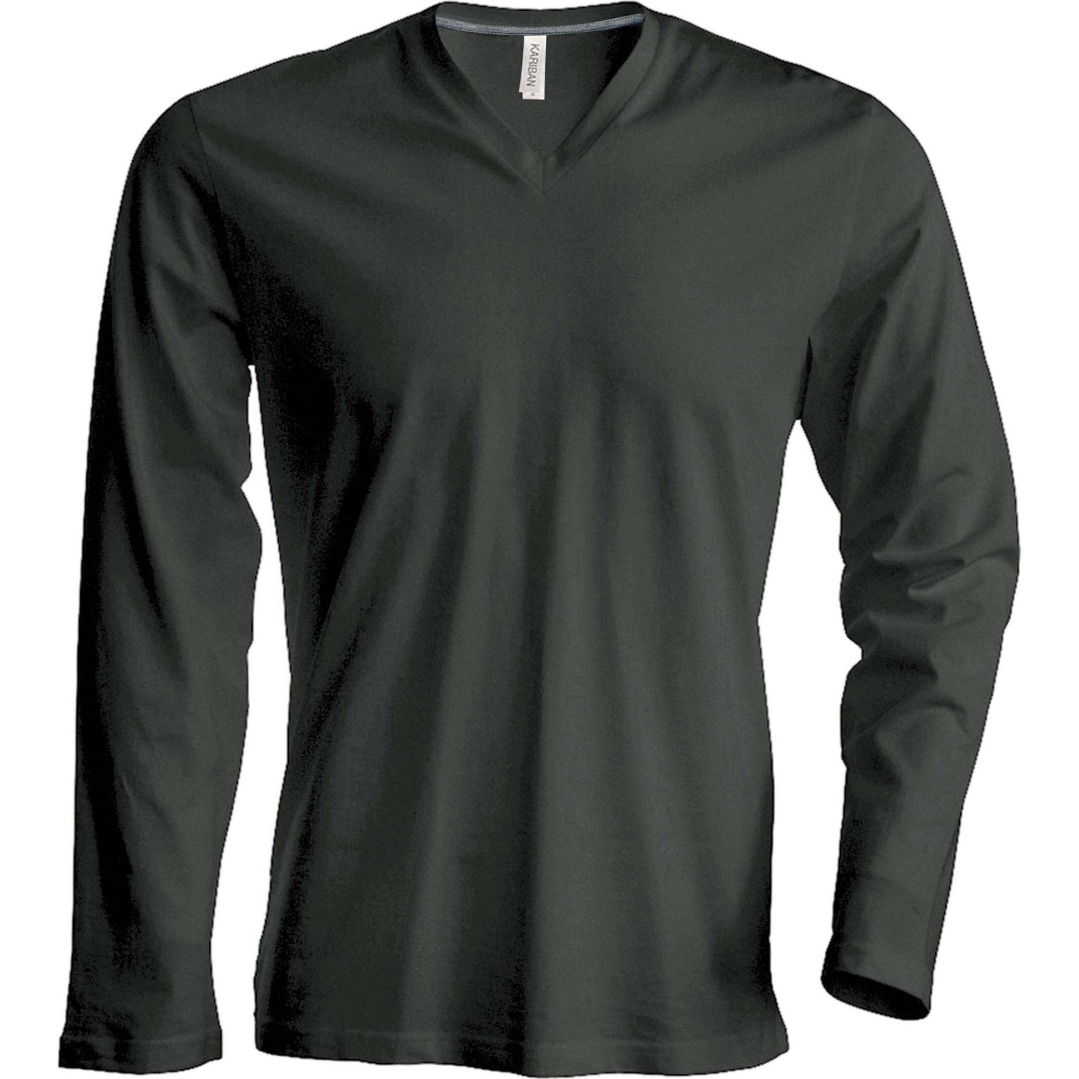 Kariban, Herren, Shirt, Col V manches longues, Grün, (S)