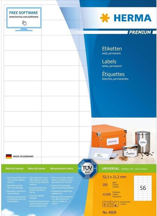 Produktbild HERMA Universal Etiketten A4