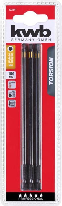 Produktbild kwb 3 Torsions Bits 150mm Hex Set (Sechskant (hexagonal))