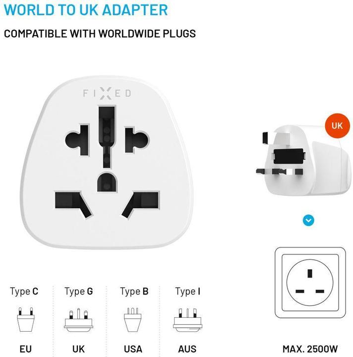 Actual product image Fixed UK Adapter, white