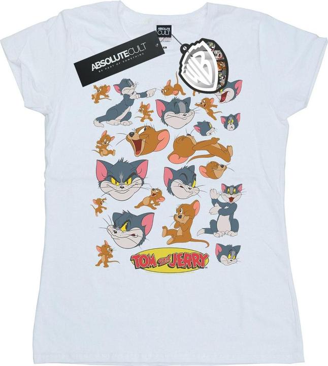 Actual product image Tom & Jerry Womens/Ladies Many Faces Cotton T-Shirt (L)