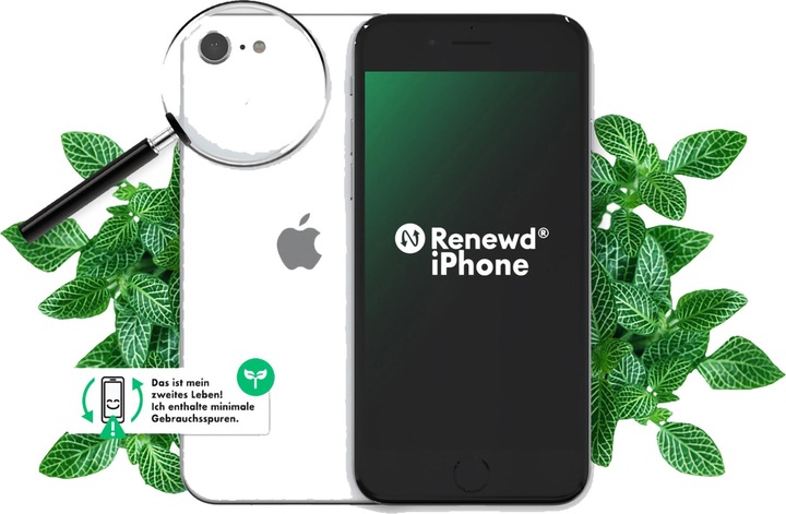 Actual product image Renewd iPhone SE 2020 (64 GB, White, 4.70", 12 Mpx, SIM + eSIM, A / Like new)