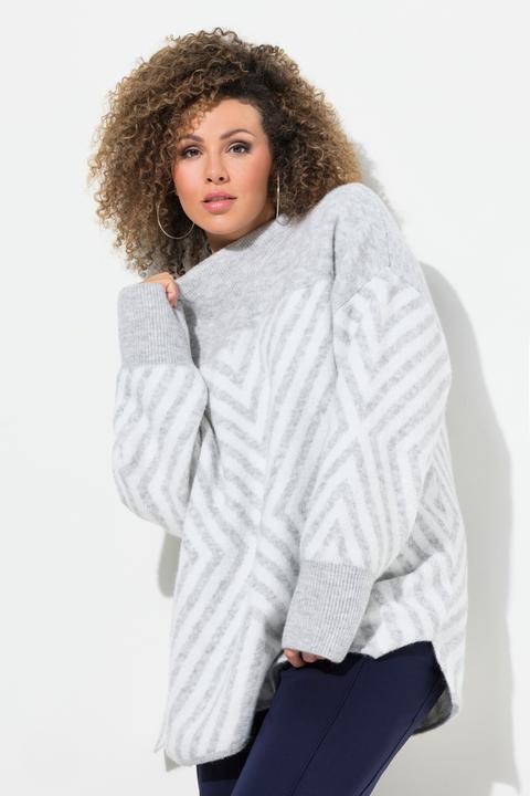 Produktbild Ulla Popken Pullover, grafisches Muster, Stehkragen, Langarm (58)