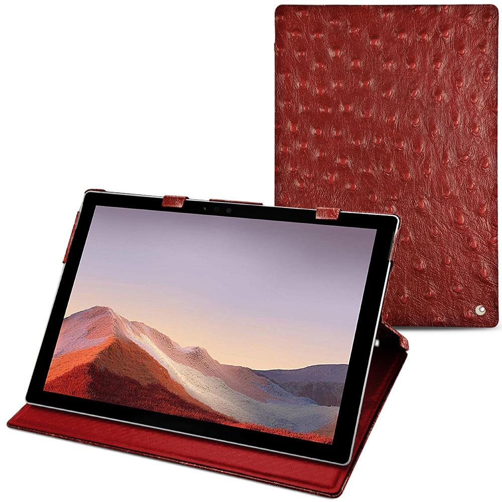 Noreve Lederschutzhülle vertikal (Microsoft Surface Pro 7), Tablet Hülle, Rot