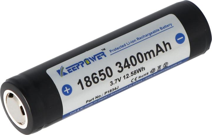 Actual product image Keeppower Akku 18650 geschützt (Flat Top) (1 pcs., 18650, 3400 mAh)