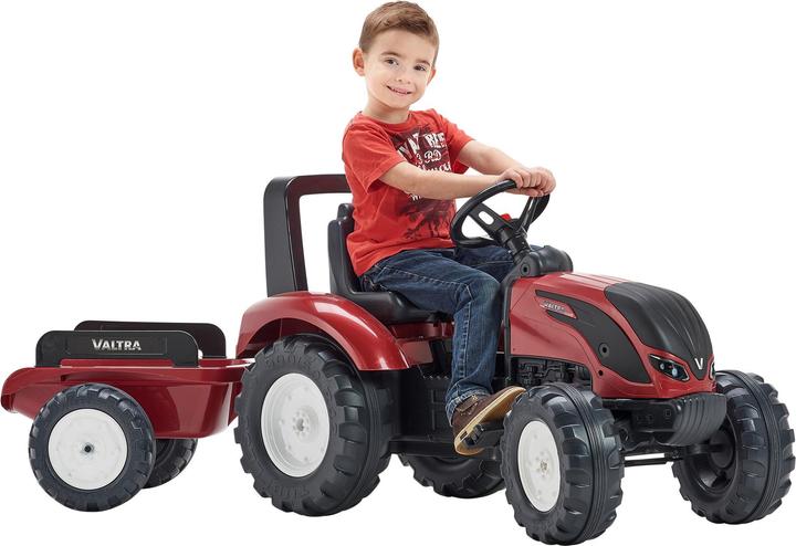 Image du produit Falk Valtra S4 traptractor met aanhanger en geluid donkerrood