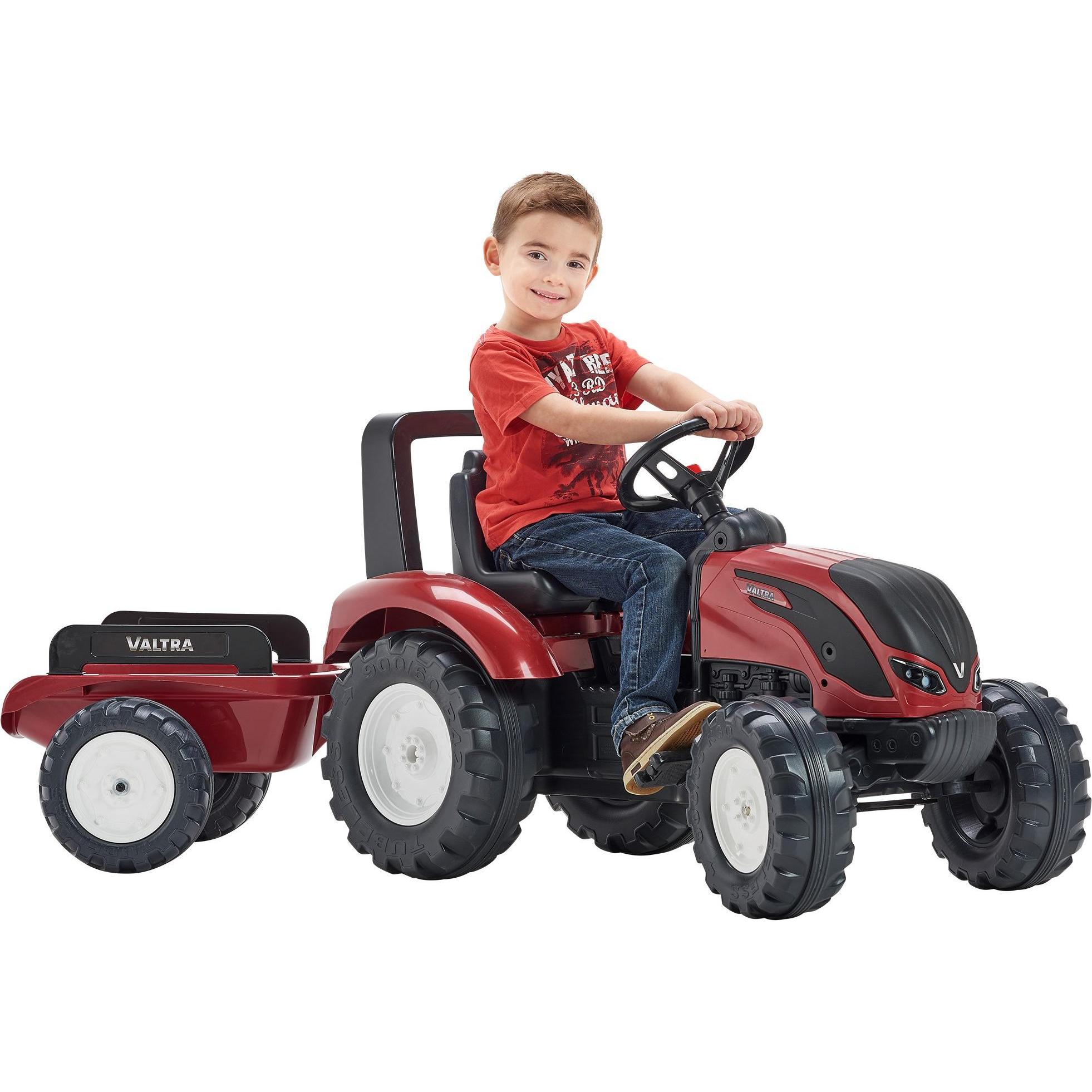 Thumbnail - Falk Valtra S4 traptractor met aanhanger en geluid donkerrood