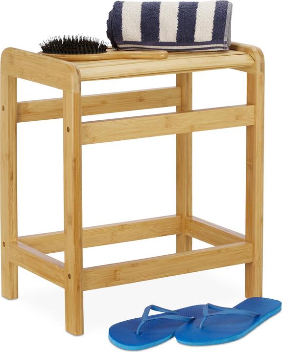 Actual product image Relaxdays Bamboo Bathroom Stool