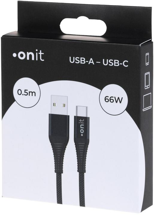 Image du produit Onit Câble USB 2.0 USB A - USB C 0,5 m, noir (0.50 m, USB 2.0, 66 W)