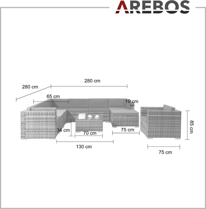 Produktbild Arebos Polyrattan - Sitzgruppe