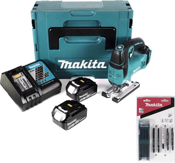 Productafbeelding Makita DJV 182 RTJ Accupendeldecoupeerzaag 18V Brushless + 2x Accu 5,0Ah + Lader + 14x Zaagblad