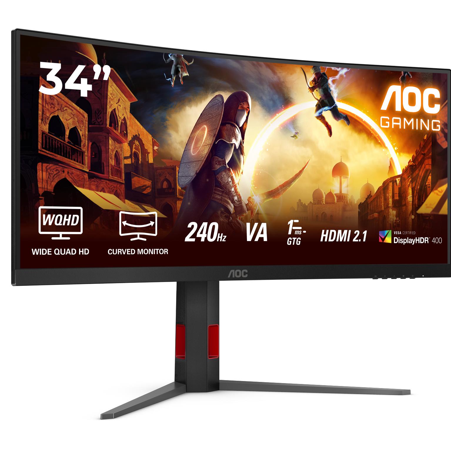 AOC CU34G4Z (3440 x 1440 Pixel, 34"), Monitor, Rot, Schwarz