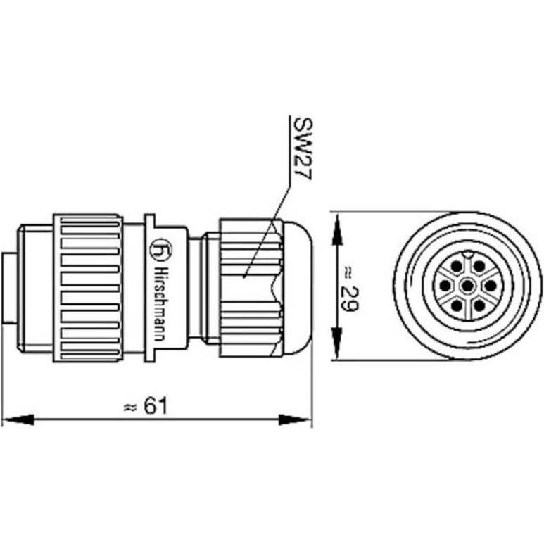 Thumbnail - Hirschmann Steckverbinder für Netzspannun, Elektronikkabel + Stecker, Schwarz