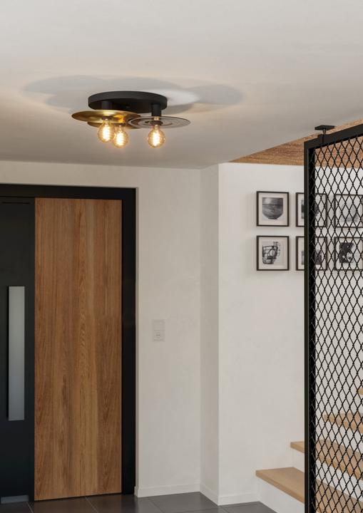 Produktbild EGLO Deckenleuchte LB24 LINTMILL 3xE27 max 40W messing/sw/gr (E27)