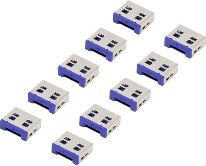 Produktbild Renkforce USB Port Schloss RF-4695230 10er Set Silber-Blau RF-4695230