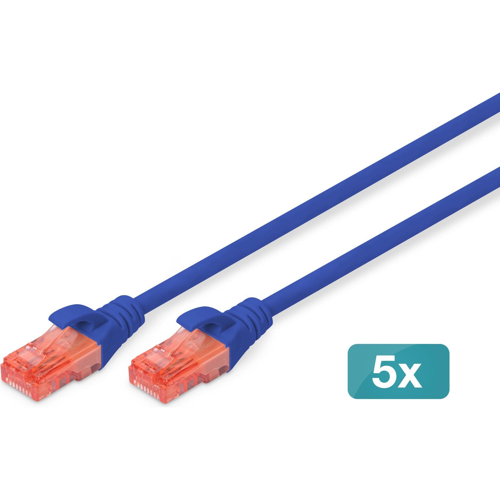 Digitus CAT 6 U/UTP Patchkabel - LSZH, 5 Stück (U/UTP, CAT6, 10 m), Netzwerkkabel