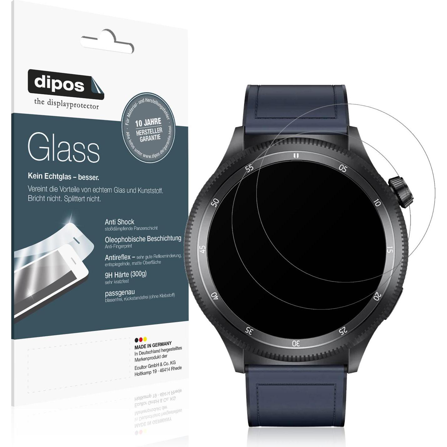 Dipos Anti-Shock Displayschutz Matt 9H, Smartwatch Schutzfolie, Transparent