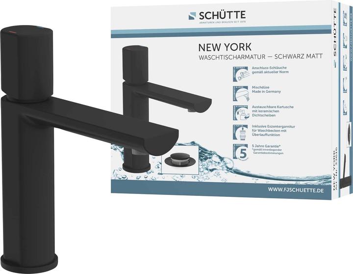 Immagine prodotto Schütte Rubinetto da bagno NEW YORK Miscelatore per lavabo Nero opaco Miscelatore monocomando 33616